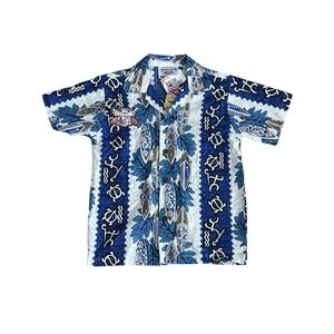 Pacific Legend Petroglyph Surfboard Panel‎ Shirt Boys Small Hawaiian Vacation